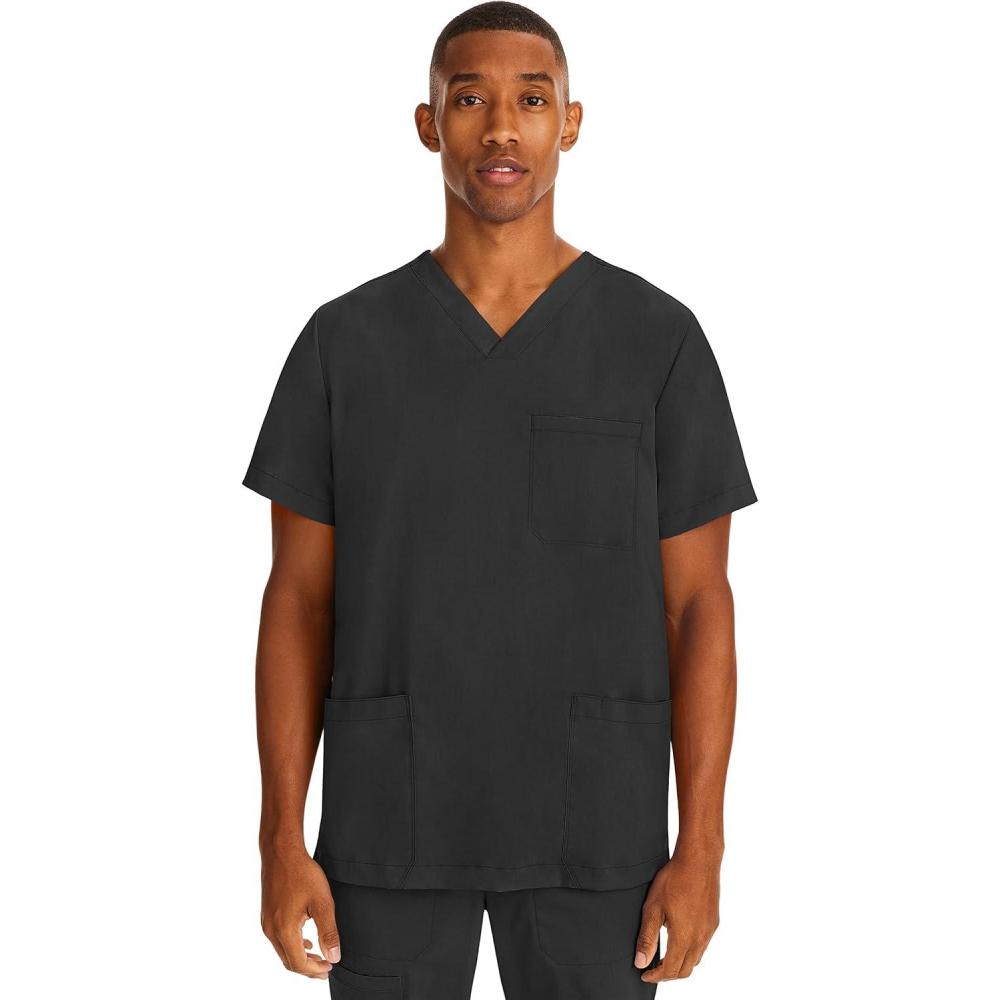imageHealing Hands Scrubs for Men Modern Fit Scrub Top Jake with 3 Patch Pockets Side Vents and Stretchy Fabric 2331Black