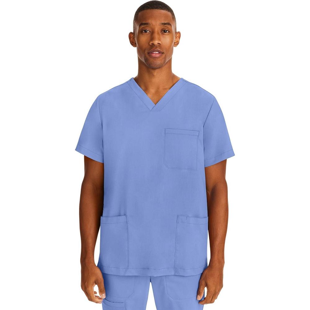 imageHealing Hands Scrubs for Men Modern Fit Scrub Top Jake with 3 Patch Pockets Side Vents and Stretchy Fabric 2331Ceil