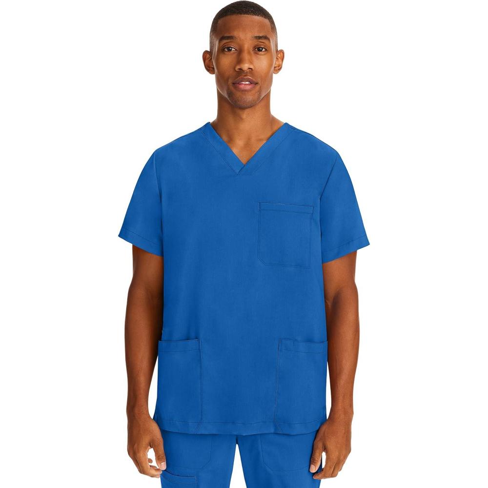 imageHealing Hands Scrubs for Men Modern Fit Scrub Top Jake with 3 Patch Pockets Side Vents and Stretchy Fabric 2331Royal