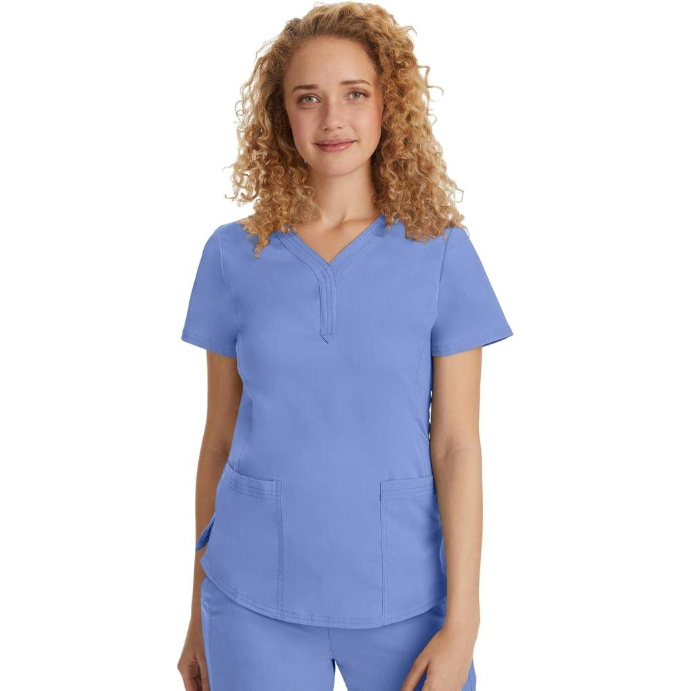 imageHealing Hands Scrubs for Women YNeck Jane Modern Fit Triple Stitch Detail 2 Pockets 2Way Stretch ampamp Shirttail Hem 2167Ceil