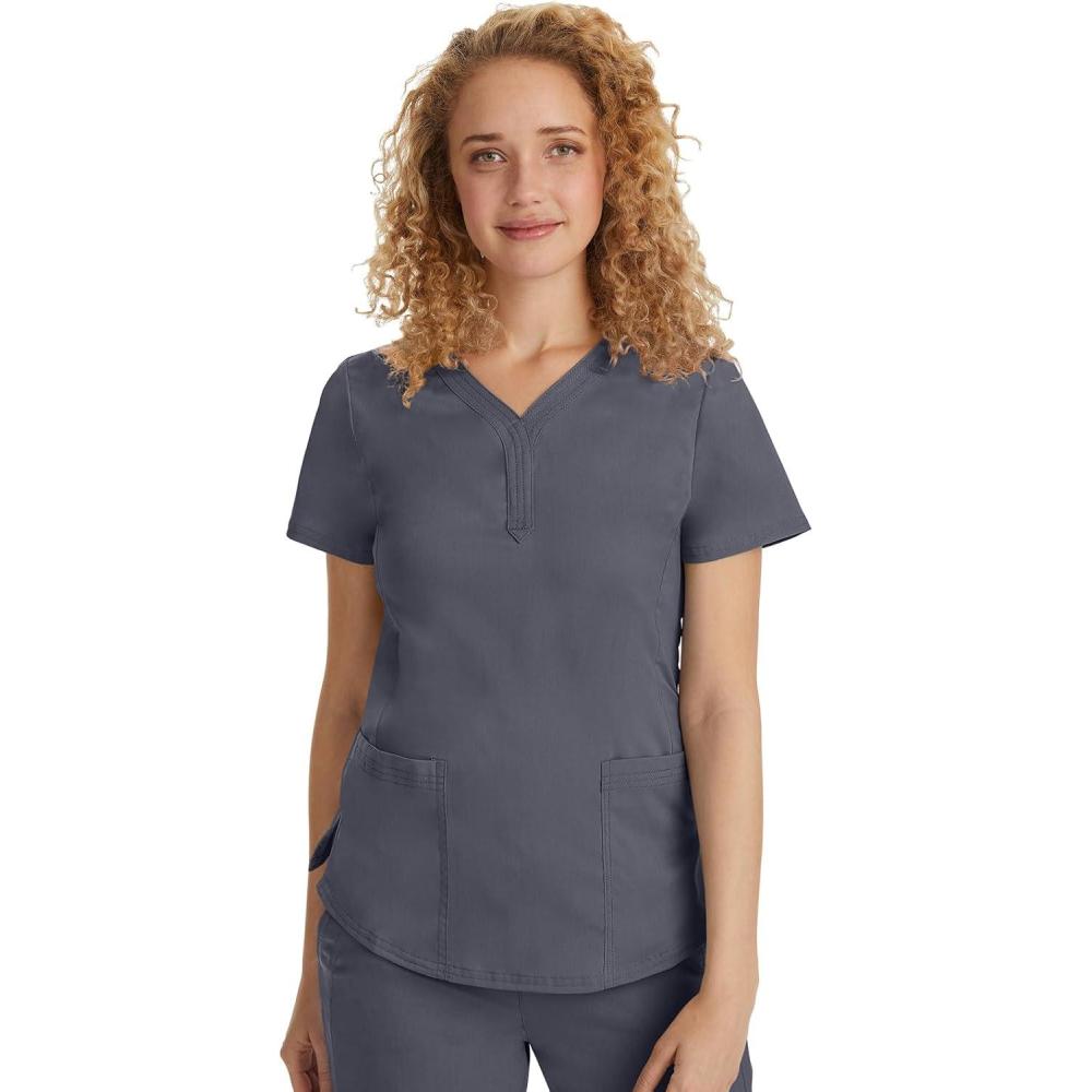imageHealing Hands Scrubs for Women YNeck Jane Modern Fit Triple Stitch Detail 2 Pockets 2Way Stretch ampamp Shirttail Hem 2167Pewter