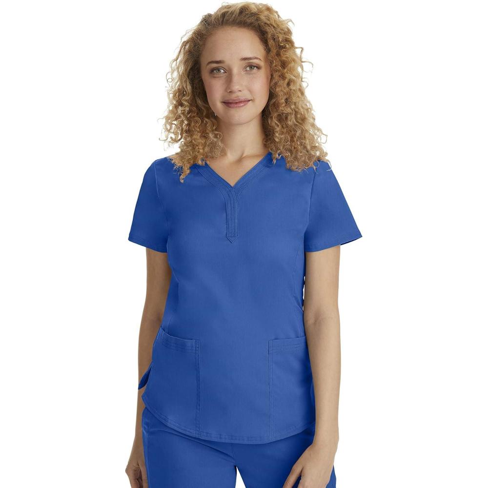 imageHealing Hands Scrubs for Women YNeck Jane Modern Fit Triple Stitch Detail 2 Pockets 2Way Stretch ampamp Shirttail Hem 2167Royal