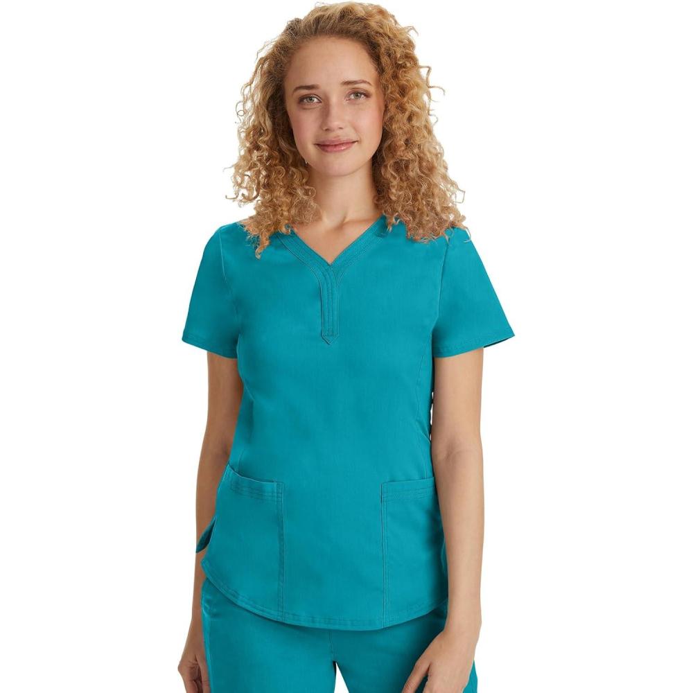 imageHealing Hands Scrubs for Women YNeck Jane Modern Fit Triple Stitch Detail 2 Pockets 2Way Stretch ampamp Shirttail Hem 2167Teal