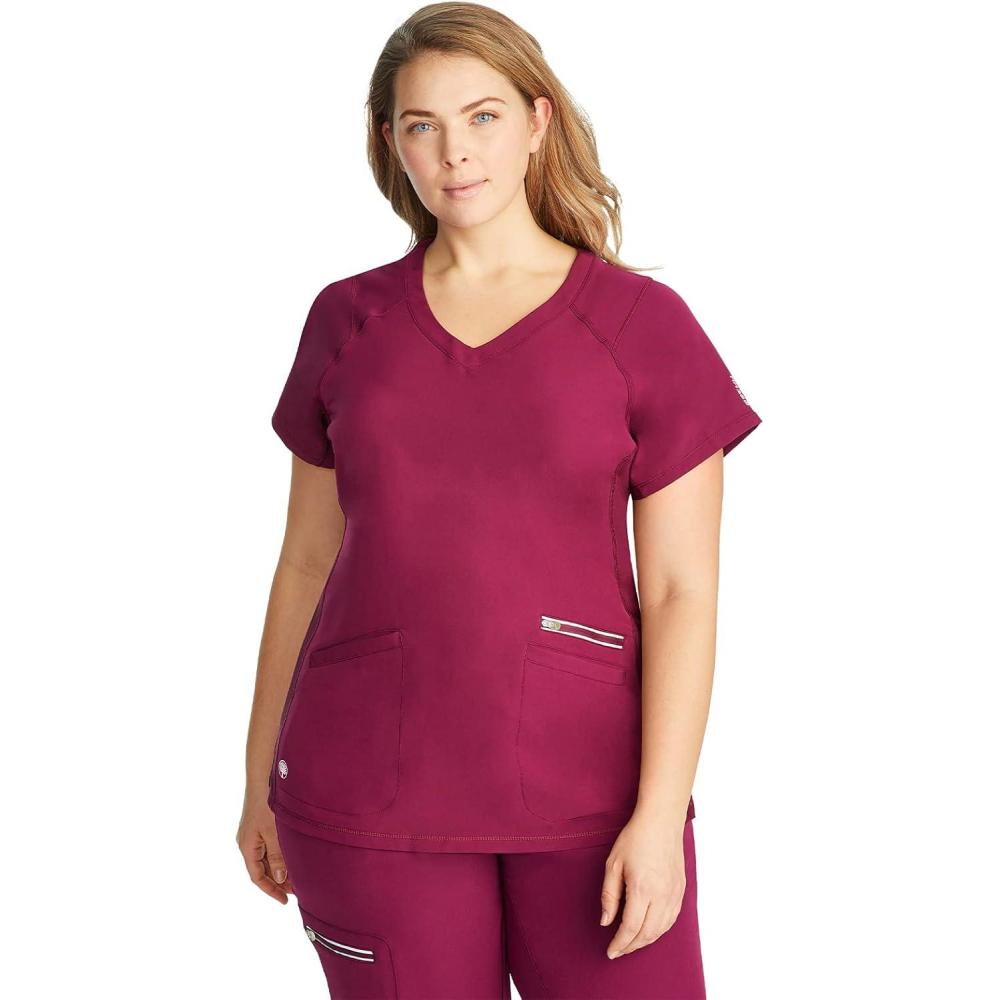 imageHealing Hands Womens Scrub Top 3 Pocket VNeck Lightweight Breathable Fabric Scrub Tops for Women HH360 2284 SerenaWine