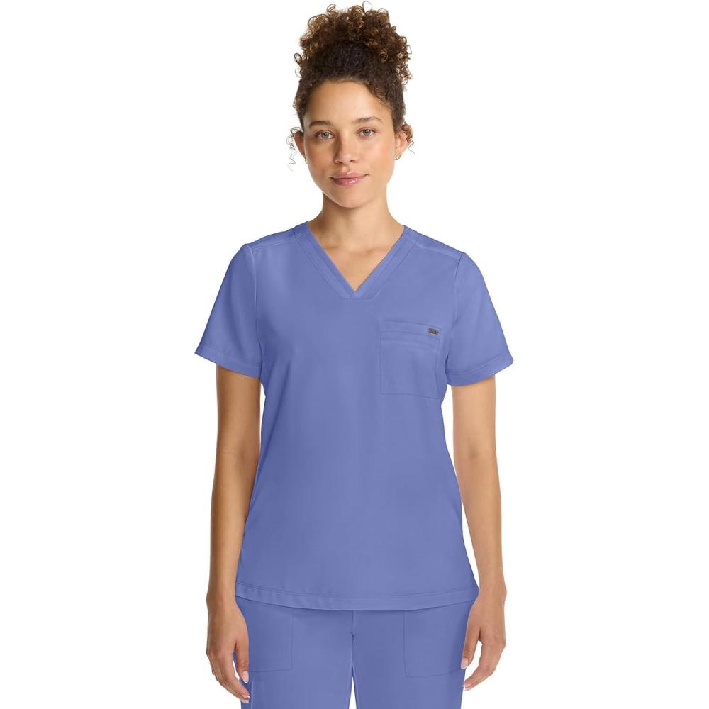 imageHealing Hands Womens Tops VNeck Scrub Top Tuckin with Welt Chest Pocket HH755Ceil
