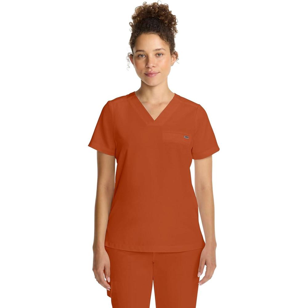 imageHealing Hands Womens Tops VNeck Scrub Top Tuckin with Welt Chest Pocket HH755Warm Sunrise