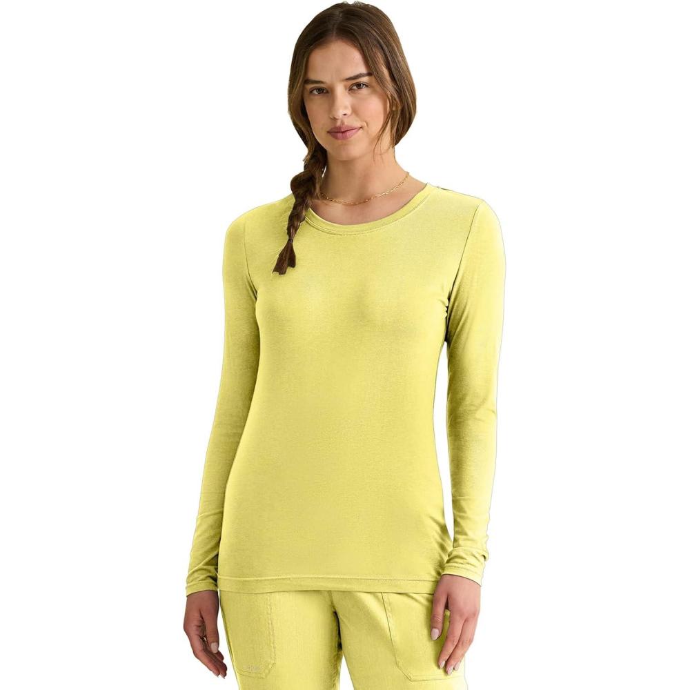 imageHealing Hands Womens Underscrub Soft Knit Melissa Longsleeve Scrub Tee with Breathable ampamp Easy Care Fabric 5047Canary