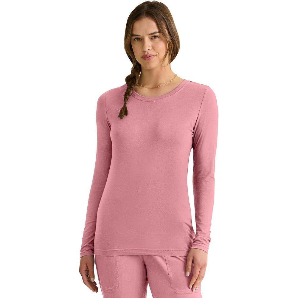 imageHealing Hands Womens Underscrub Soft Knit Melissa Longsleeve Scrub Tee with Breathable ampamp Easy Care Fabric 5047Nectar