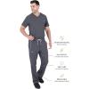 Healing Hands 6 Pocket Mens Scrubs Pant HH360 9171 Noah Cargo Scrub Pant for Men Full Elastic with Drawstring(Pewter)