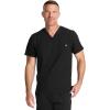 Healing Hands Mens Scrub Top V-Neck with 1 Pocket & 360° Stretch Fabric HH758(Black)