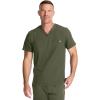Healing Hands Mens Scrub Top V-Neck with 1 Pocket & 360° Stretch Fabric HH758(Olive)