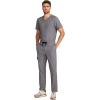 Healing Hands Men’s Scrubs Zip Fly Drawstring Scrub Pant with 4 Pockets HH154(Heather Ash)