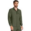 Healing Hands Scrub Jacket for Men Zip Front Utility Jacket with 4 Pockets HH361(Olive)
