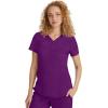 Healing Hands Scrubs for Women Y-Neck Jane Modern Fit, Triple Stitch Detail, 2 Pockets, 2-Way Stretch & Shirttail Hem – 2167(Eggplant)