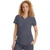 Healing Hands Scrubs for Women Y-Neck Jane Modern Fit, Triple Stitch Detail, 2 Pockets, 2-Way Stretch & Shirttail Hem – 2167(Pewter)