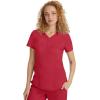 Healing Hands Scrubs for Women Y-Neck Jane Modern Fit, Triple Stitch Detail, 2 Pockets, 2-Way Stretch & Shirttail Hem – 2167(Red)