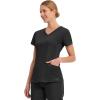 Healing Hands Women’s Scrub Top V-Neck with 2 Pockets, 2-Way Stretch, and Yoga Knit Side Panels for Slim Fit- 2245(Black)