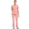 Healing Hands Women’s Scrub Top V-Neck with 2 Pockets, 2-Way Stretch, and Yoga Knit Side Panels for Slim Fit- 2245(Blushing Peach)