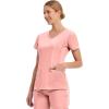 Healing Hands Women’s Scrub Top V-Neck with 2 Pockets, 2-Way Stretch, and Yoga Knit Side Panels for Slim Fit- 2245(Blushing Peach)