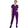 Healing Hands Women’s Scrub Top V-Neck with 2 Pockets, 2-Way Stretch, and Yoga Knit Side Panels for Slim Fit- 2245(Eggplant)