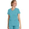 Healing Hands Women’s Scrub Top V-Neck with 2 Pockets, 2-Way Stretch, and Yoga Knit Side Panels for Slim Fit- 2245(Spectra Blue)