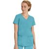 Healing Hands Women’s Scrub Top V-Neck with 2 Pockets, 2-Way Stretch, and Yoga Knit Side Panels for Slim Fit- 2245(Spectra Blue)