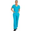 Healing Hands Women’s Scrub Top V-Neck with 2 Pockets, 2-Way Stretch, and Yoga Knit Side Panels for Slim Fit- 2245(Teal)