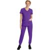 Healing Hands Women’s Scrub Top V-Neck with 2 Pockets, 2-Way Stretch, and Yoga Knit Side Panels for Slim Fit- 2245(True Grape)