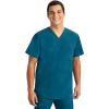 Healing Hands Men’s Scrub Top Justin V-Neck Modern Fit with Chest & Sleeve Pocket, Easy Care Stretch Fabric 2330(Caribbean)