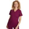 Healing Hands Scrub Top for Women with 3 Pockets and Easy Care, 2-Way Stretch Fabric 2278(Wine)