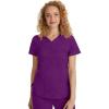 Healing Hands Scrubs for Women Y-Neck Jane Modern Fit, Triple Stitch Detail, 2 Pockets, 2-Way Stretch & Shirttail Hem – 2167(Eggplant)