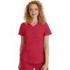 Healing Hands Scrubs for Women Y-Neck Jane Modern Fit, Triple Stitch Detail, 2 Pockets, 2-Way Stretch & Shirttail Hem – 2167(Red)