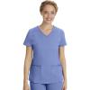 Healing Hands Women’s Scrub Top V-Neck with 2 Pockets, 2-Way Stretch, and Yoga Knit Side Panels for Slim Fit- 2245(Ceil)