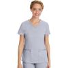Healing Hands Women’s Scrub Top V-Neck with 2 Pockets, 2-Way Stretch, and Yoga Knit Side Panels for Slim Fit- 2245(Grey)