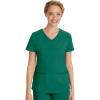 Healing Hands Women’s Scrub Top V-Neck with 2 Pockets, 2-Way Stretch, and Yoga Knit Side Panels for Slim Fit- 2245(Hunter)