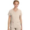 Healing Hands Women’s Scrub Top V-Neck with 2 Pockets, 2-Way Stretch, and Yoga Knit Side Panels for Slim Fit- 2245(Khaki)