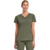 Healing Hands Women’s Scrub Top V-Neck with 2 Pockets, 2-Way Stretch, and Yoga Knit Side Panels for Slim Fit- 2245(Olive)