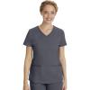 Healing Hands Women’s Scrub Top V-Neck with 2 Pockets, 2-Way Stretch, and Yoga Knit Side Panels for Slim Fit- 2245(Pewter)
