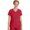 Healing Hands Women’s Scrub Top V-Neck with 2 Pockets, 2-Way Stretch, and Yoga Knit Side Panels for Slim Fit- 2245(Red)