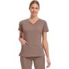 Healing Hands Women’s Scrub Top V-Neck with 2 Pockets, 2-Way Stretch, and Yoga Knit Side Panels for Slim Fit- 2245(Santa Fe Tan)
