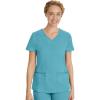 Healing Hands Women’s Scrub Top V-Neck with 2 Pockets, 2-Way Stretch, and Yoga Knit Side Panels for Slim Fit- 2245(Spectra Blue)