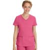 Healing Hands Women’s Scrub Top V-Neck with 2 Pockets, 2-Way Stretch, and Yoga Knit Side Panels for Slim Fit- 2245(Sugar Coral)