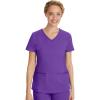 Healing Hands Women’s Scrub Top V-Neck with 2 Pockets, 2-Way Stretch, and Yoga Knit Side Panels for Slim Fit- 2245(True Grape)