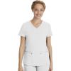 Healing Hands Women’s Scrub Top V-Neck with 2 Pockets, 2-Way Stretch, and Yoga Knit Side Panels for Slim Fit- 2245(White)