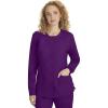 Healing Hands Women’s Snap Front Scrub Jacket Daisy 2-Way Stretch Uniform 5063(Eggplant)