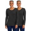 Healing Hands Women’s Underscrub Soft Knit Melissa Longsleeve Scrub Tee with Breathable & Easy Care Fabric 5047(Black – 2 Pack)