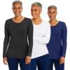 Healing Hands Women’s Underscrub Soft Knit Melissa Longsleeve Scrub Tee with Breathable & Easy Care Fabric 5047(Black / White / Navy – 3 Pack)