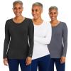 Healing Hands Women’s Underscrub Soft Knit Melissa Longsleeve Scrub Tee with Breathable & Easy Care Fabric 5047(Black / White / Pewter – 3 Pack)