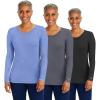 Healing Hands Women’s Underscrub Soft Knit Melissa Longsleeve Scrub Tee with Breathable & Easy Care Fabric 5047(Ceil / Pewter / Black – 3 Pack)