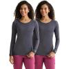Healing Hands Women’s Underscrub Soft Knit Melissa Longsleeve Scrub Tee with Breathable & Easy Care Fabric 5047(Charcoal – 2 Pack)